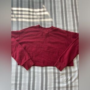 red cropped sweater